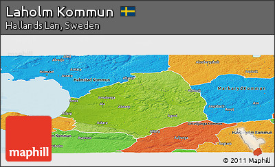 Physical Panoramic Map of Laholm Kommun, political outside