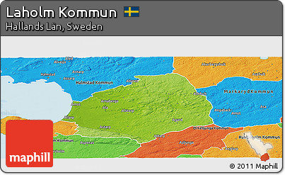 Physical Panoramic Map of Laholm Kommun, political outside