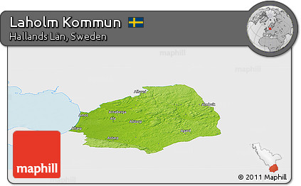Physical Panoramic Map of Laholm Kommun, single color outside