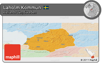 Political Panoramic Map of Laholm Kommun, lighten