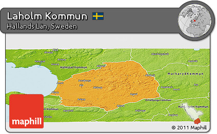 Political Panoramic Map of Laholm Kommun, physical outside