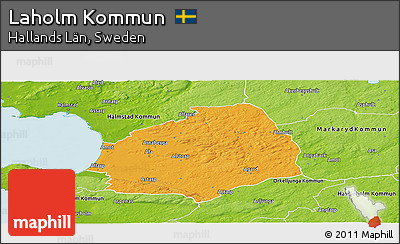 Political Panoramic Map of Laholm Kommun, physical outside