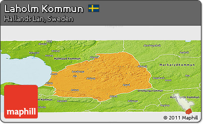 Political Panoramic Map of Laholm Kommun, physical outside