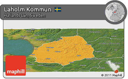 Political Panoramic Map of Laholm Kommun, satellite outside