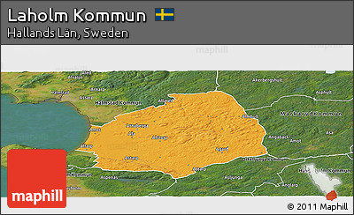 Political Panoramic Map of Laholm Kommun, satellite outside