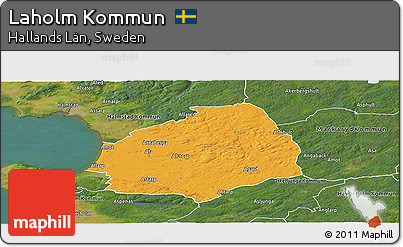 Political Panoramic Map of Laholm Kommun, satellite outside