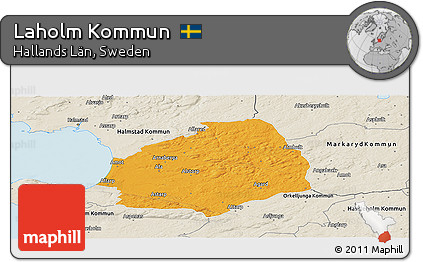 Political Panoramic Map of Laholm Kommun, shaded relief outside