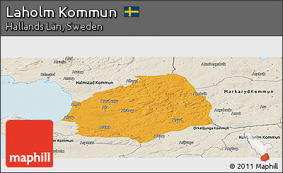 Political Panoramic Map of Laholm Kommun, shaded relief outside
