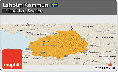 Political Panoramic Map of Laholm Kommun, shaded relief outside