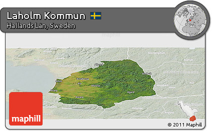 Satellite Panoramic Map of Laholm Kommun, lighten