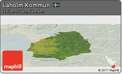 Satellite Panoramic Map of Laholm Kommun, lighten