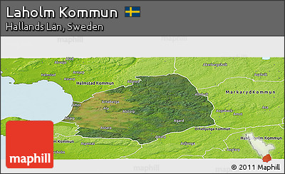 Satellite Panoramic Map of Laholm Kommun, physical outside