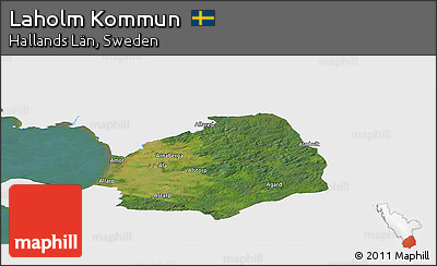 Satellite Panoramic Map of Laholm Kommun, single color outside