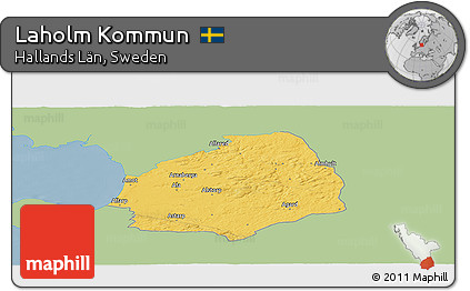 Savanna Style Panoramic Map of Laholm Kommun, single color outside