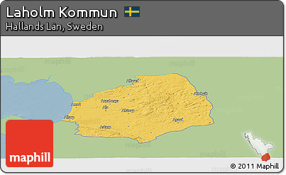 Savanna Style Panoramic Map of Laholm Kommun, single color outside