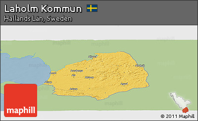 Savanna Style Panoramic Map of Laholm Kommun, single color outside