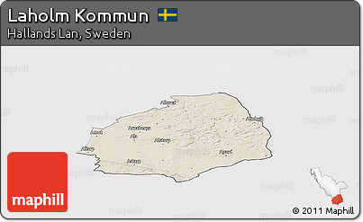 Shaded Relief Panoramic Map of Laholm Kommun, cropped outside