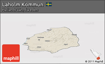 Shaded Relief Panoramic Map of Laholm Kommun, cropped outside