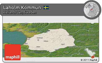 Shaded Relief Panoramic Map of Laholm Kommun, satellite outside