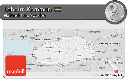 Silver Style Panoramic Map of Laholm Kommun