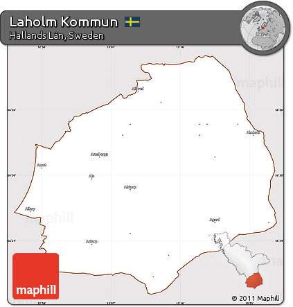 Classic Style Simple Map of Laholm Kommun, cropped outside