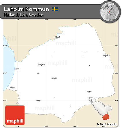 Classic Style Simple Map of Laholm Kommun, single color outside