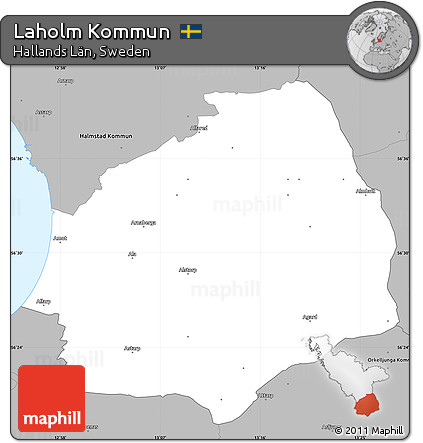 Gray Simple Map of Laholm Kommun