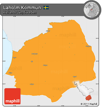 Political Simple Map of Laholm Kommun, single color outside