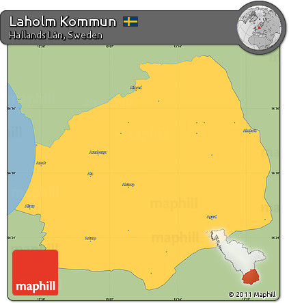 Savanna Style Simple Map of Laholm Kommun, single color outside