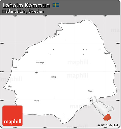 Silver Style Simple Map of Laholm Kommun, cropped outside
