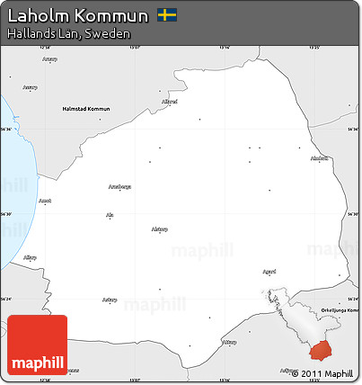 Silver Style Simple Map of Laholm Kommun