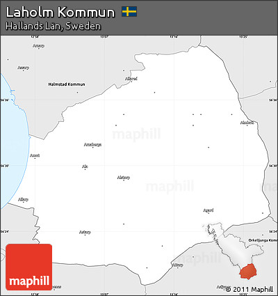 Silver Style Simple Map of Laholm Kommun