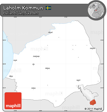 Silver Style Simple Map of Laholm Kommun, single color outside