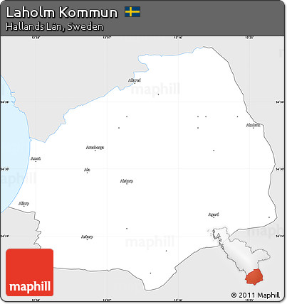 Silver Style Simple Map of Laholm Kommun, single color outside