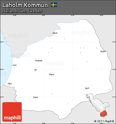 Silver Style Simple Map of Laholm Kommun, single color outside