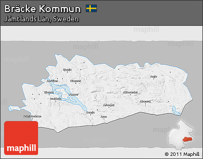 Gray 3D Map of Bräcke Kommun, single color outside
