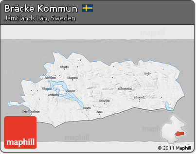 Gray 3D Map of Bräcke Kommun, single color outside