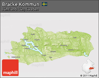 Physical 3D Map of Bräcke Kommun, cropped outside