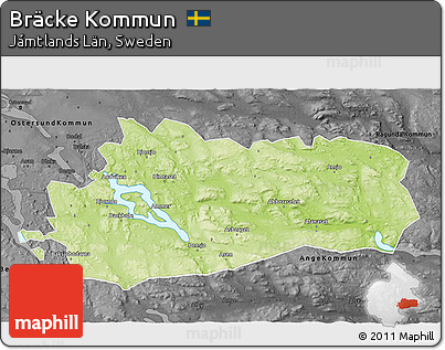 Physical 3D Map of Bräcke Kommun, darken, desaturated