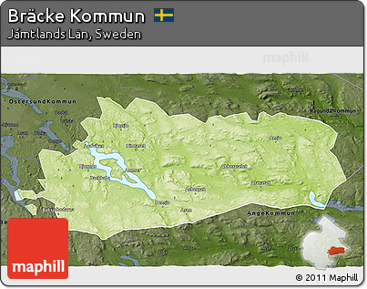 Physical 3D Map of Bräcke Kommun, darken