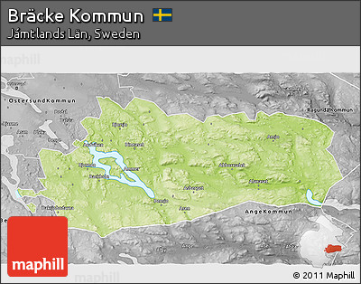 Physical 3D Map of Bräcke Kommun, desaturated