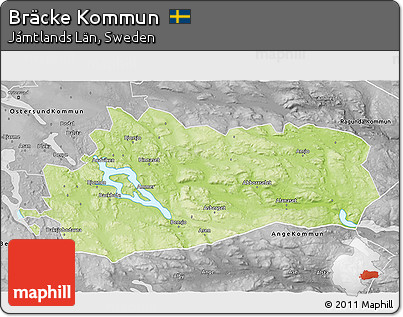 Physical 3D Map of Bräcke Kommun, desaturated