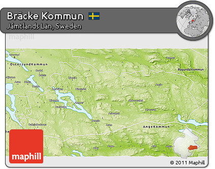 Physical 3D Map of Bräcke Kommun