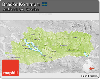 Physical 3D Map of Bräcke Kommun, lighten, desaturated
