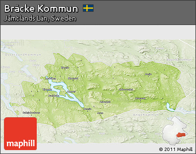 Physical 3D Map of Bräcke Kommun, lighten