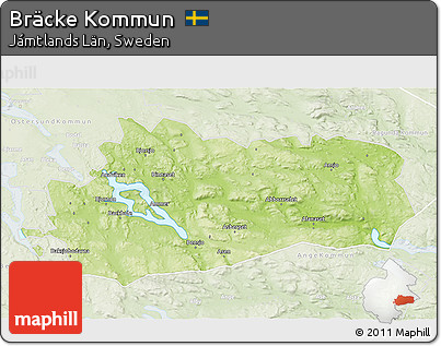 Physical 3D Map of Bräcke Kommun, lighten