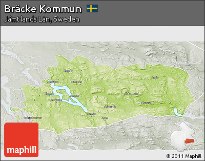 Physical 3D Map of Bräcke Kommun, lighten, semi-desaturated