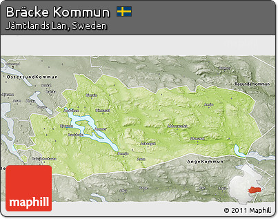 Physical 3D Map of Bräcke Kommun, semi-desaturated