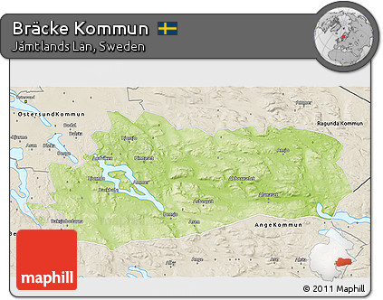 Physical 3D Map of Bräcke Kommun, shaded relief outside