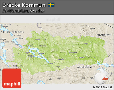 Physical 3D Map of Bräcke Kommun, shaded relief outside